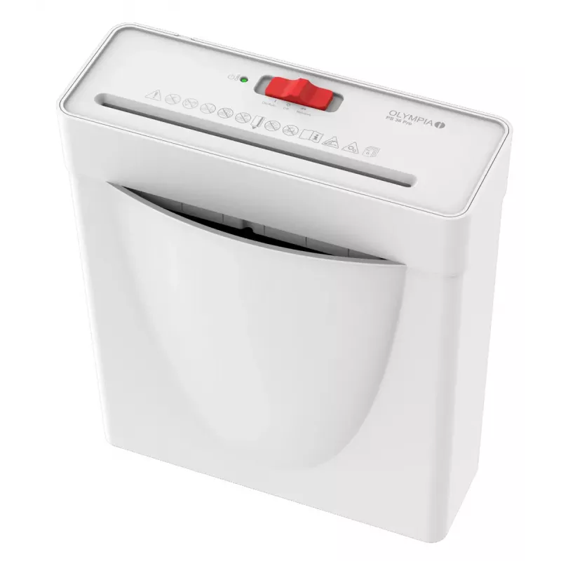 Popieriaus smulkintuvas Olympia PS 36 Pro – juostinis smulkinimas, 8 L krepšelis, 72 dB, baltas
