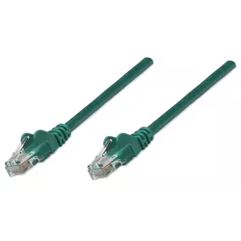 Intellinet tinklo jungiamasis kabelis, Cat5e, 7,5 m, žalias, CCA, U/UTP, PVC, RJ45, paauksuoti kontaktai, su apsauga nuo užkliuvimo, su batu, viso gyvenimo garantija