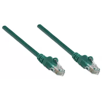 Intellinet tinklo jungiamasis kabelis, Cat5e, 7,5 m, žalias, CCA, U/UTP, PVC, RJ45, paauksuoti kontaktai, su apsauga nuo užkliuvimo, su batu, viso gyvenimo garantija