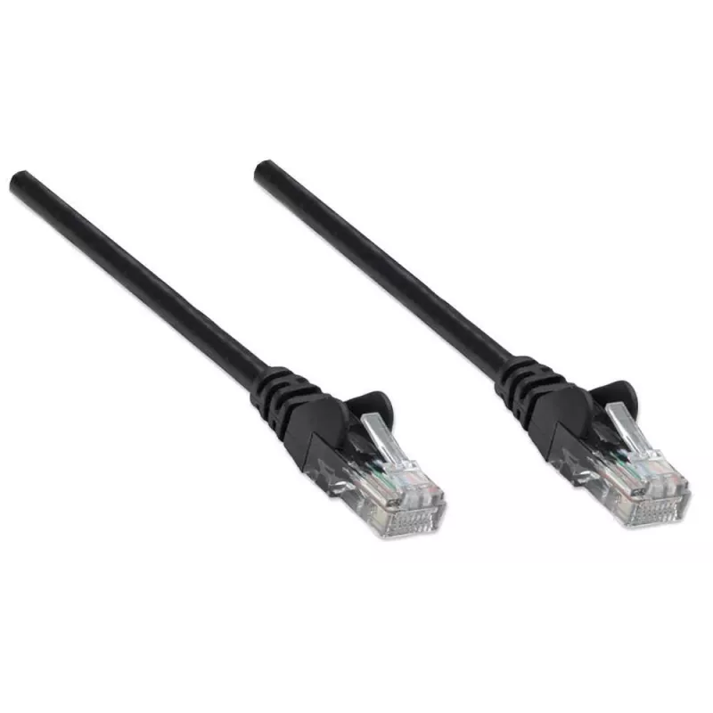 Intellinet tinklo laidas Cat5e, 5 m, juodas, CCA, U/UTP, PVC, RJ45, auksuoti kontaktai, su apsauga nuo užkabinimo, su boot, viso gyvenimo garantija