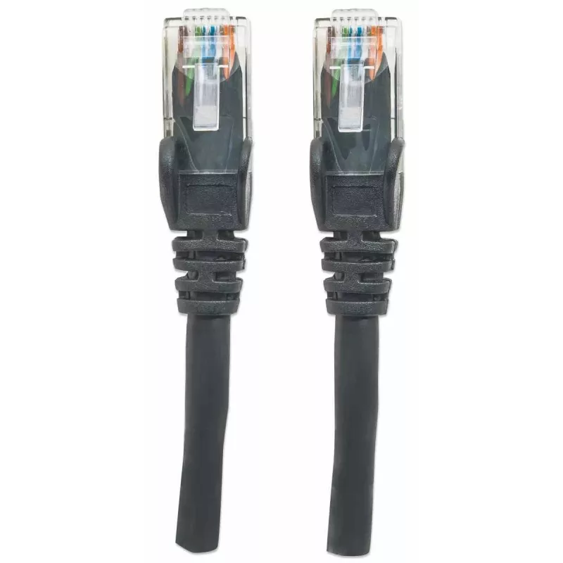 Intellinet tinklo jungiamasis laidas Cat6, 2 m, juodas, CCA, U/UTP, PVC, RJ45, auksuoti kontaktai, nesiveliantis, su gaubtuku, viso gyvenimo garantija