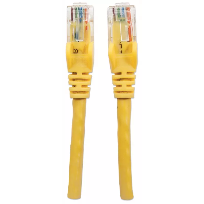 Intellinet tinklo jungiamasis kabelis, Cat6, 1 m, geltonas, CCA, U/UTP, PVC, RJ45, paauksuoti kontaktai, be užkabos, su apsauginiu gaubteliu, viso gyvenimo garantija