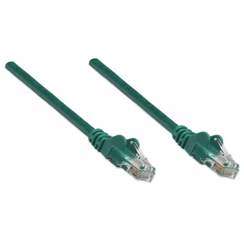 Intellinet tinklo jungiamasis kabelis Cat5e, 3 m, žalias, CCA, U/UTP, PVC, RJ45, auksuoti kontaktai, apsaugotas nuo užkliuvimo, su boot, viso gyvenimo garantija