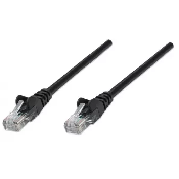 Intellinet tinklo jungiamasis laidas Cat5e, 3 m, juodas, CCA, U/UTP, PVC, RJ45, auksuoti kontaktai, su apsauga nuo užkliuvimo, su gaubtu, viso gyvenimo garantija