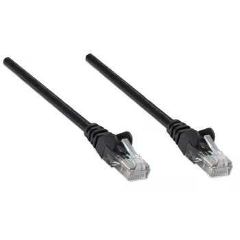 Intellinet tinklo jungiamasis laidas Cat5e, 3 m, juodas, CCA, U/UTP, PVC, RJ45, auksuoti kontaktai, su apsauga nuo užkliuvimo, su gaubtu, viso gyvenimo garantija