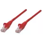 Intellinet tinklo kabelis, Cat5e, 2m, raudonas, CCA, U/UTP, PVC, RJ45, auksuoti kontaktai, be užkablių, su apsauginiu gaubteliu, viso gyvenimo garantija