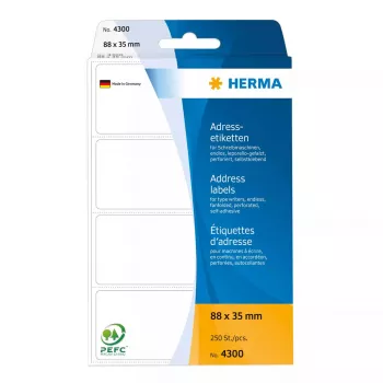 HERMA lipdukai adresams ištisiniai ventiliuojami 88x35 mm balto matinio popieriaus 250 vnt.