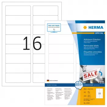 Lipnūs etikečių lapai HERMA 10303 A4 88,9x33,8 mm balti