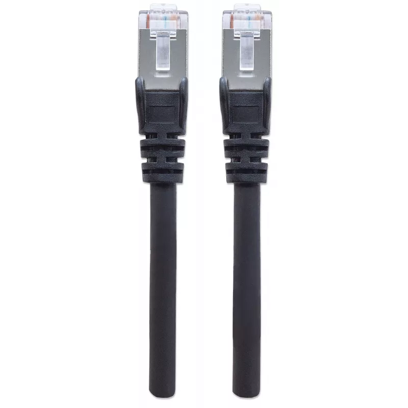 Intellinet tinklo jungiamasis laidas Cat6A, 30 m, juodas, varinis, S/FTP, LSOH/LSZH, RJ45, paauksuoti kontaktai, su apsauga nuo užkabinimo, su gaubteliais, garantija visam gyvenimui