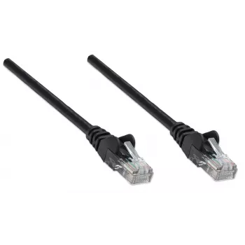 Intellinet tinklo jungiamasis kabelis Cat5e, 1,5 m, juodas, CCA, U/UTP, PVC, RJ45, paauksuoti kontaktai, su apsauga nuo užsikabinimo, su gaubtu, viso gyvenimo garantija