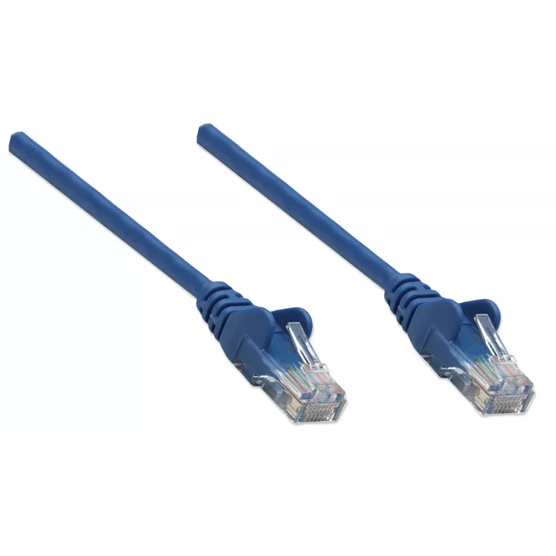 Intellinet tinklo jungiamasis laidas Cat5e, 1,5 m, mėlynas, CCA, U/UTP, PVC, RJ45, paauksuoti kontaktai, be užkliuvimo, su apsauginiu gaubtu, viso gyvenimo garantija