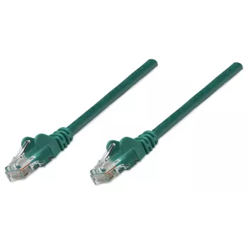 Intellinet tinklo jungiamasis kabelis Cat5e, 1,5 m, žalias, CCA, U/UTP, PVC, RJ45, auksuoti kontaktai, be užkabinimo, su apsauginiu gaubtu, viso gyvenimo garantija