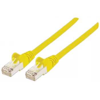Intellinet tinklo jungiamasis laidas, Cat6A, 15 m, geltonas, varinis, S/FTP, LSOH / LSZH, PVC, RJ45, auksuoti kontaktai, su apsauga nuo užkabinimo, su gaubteliais, viso gyvenimo garantija