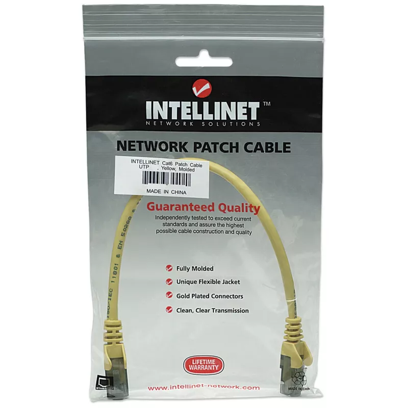 Intellinet tinklo jungiamasis kabelis Cat6A, 30 m, geltonas, varinis, S/FTP, LSOH / LSZH, RJ45, auksuoti kontaktai, be užkliuvimo, su gaubtu, viso gyvenimo garantija