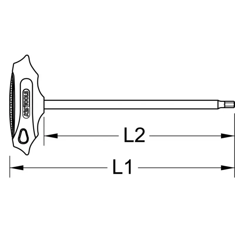 T formos šešiakampis raktas KS Tools 158.5123, chromo-vanadžio plienas, 28 cm