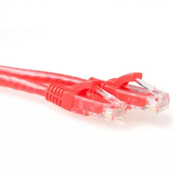 ACT Raudonas 0,25 m U/UTP CAT6 patch laidas su RJ45 jungtimis ir apsauga nuo užkabinimo