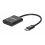 Manhattan USB-C į USB-C garso adapteris su USB-C (įskaitant Power Delivery), juodas, 480 Mbps (USB 2.0), kabelis 11 cm, su Power Delivery USB-C prievadu (60W), trejų metų garantija