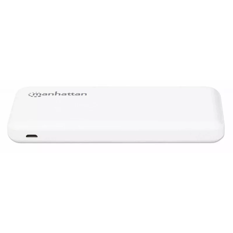 Manhattan Power Bank, 10000 mAh, 2x USB-A (2,1A ir 1A), įėjimas USB-C ir Micro-USB (2A), balta, vienerių metų garantija