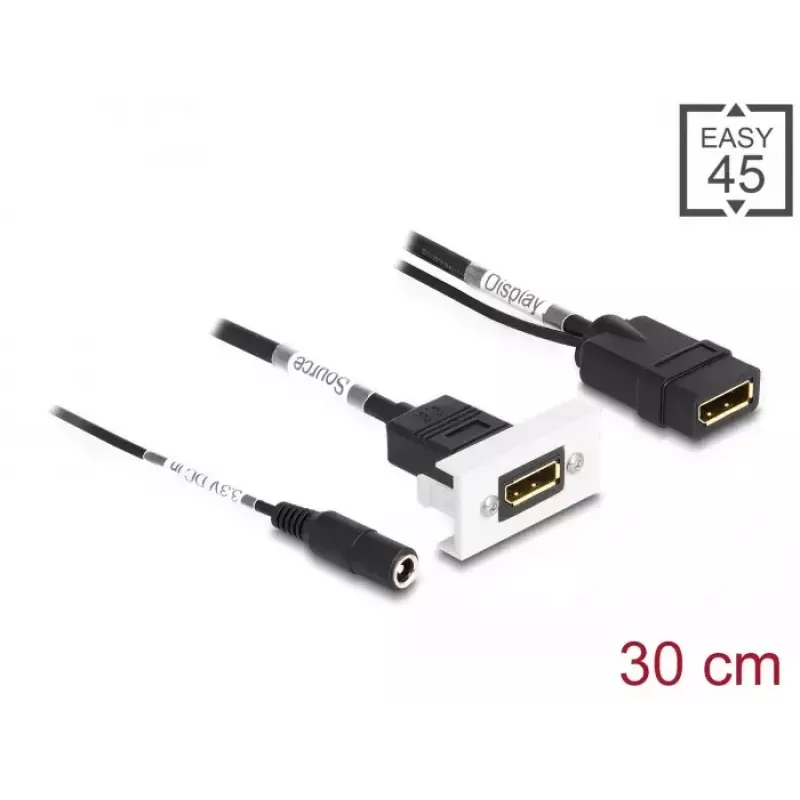 DeLOCK Easy 45 DisplayPort 4K 60 Hz modulis su DC maitinimo jungtimi 2.1 x 5.5 mm