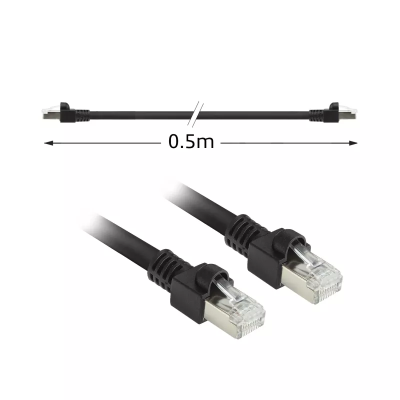 ACT Black 0,5 m S/FTP CAT7 PUR lankstus jungiamasis kabelis RJ45 (CAT6A suderinamas)