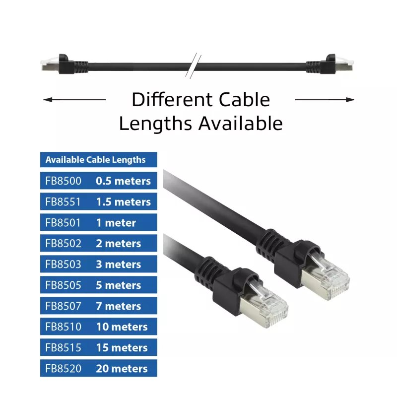 ACT Black 15 m S/FTP CAT7 PUR lankstus jungiamasis kabelis su RJ45 jungtimis (atitinka CAT6A)