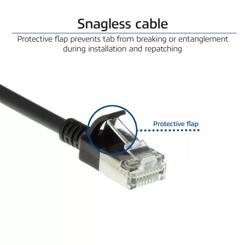 ACT Black 7 m LSZH U/FTP CAT6A plonas lizdinis kabelis su apsaugotais RJ45 jungtimis