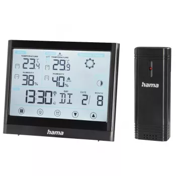 Hama Full Touch juodas LED termometras su baterijomis