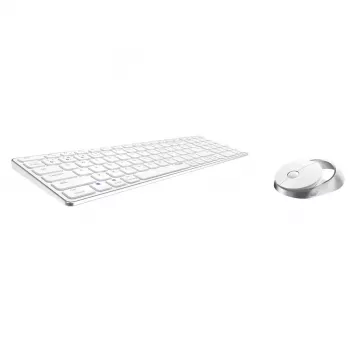 Rapoo 9750M belaidė klaviatūra su pele, Bluetooth, QWERTZ, vokiškas išdėstymas, balta