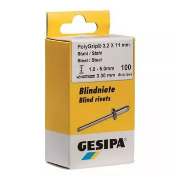 Aklakniedė GESIPA 1433569 Plieninė 6mm galvutė 3mm kotas 10mm ilgis
