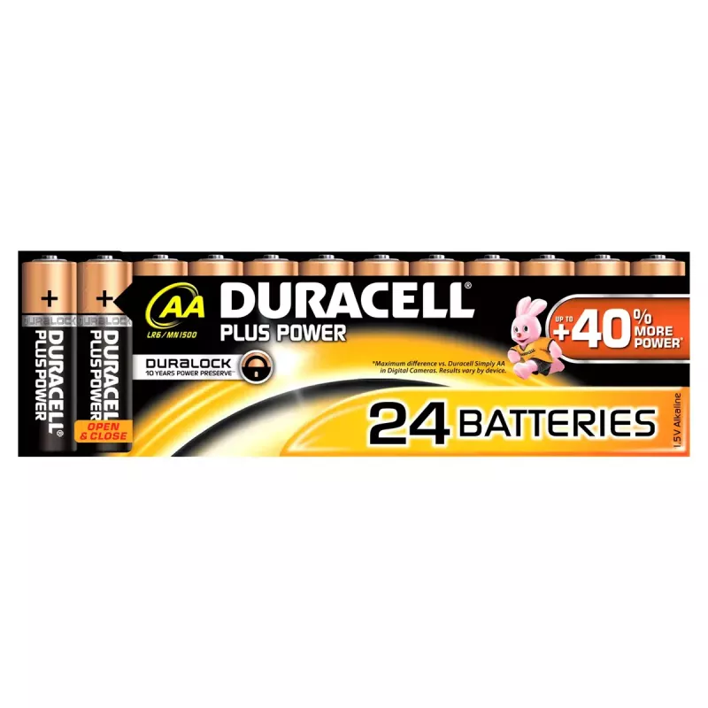 Vienkartinė baterija Duracell Plus Power AA šarminė, patikimas veikimas