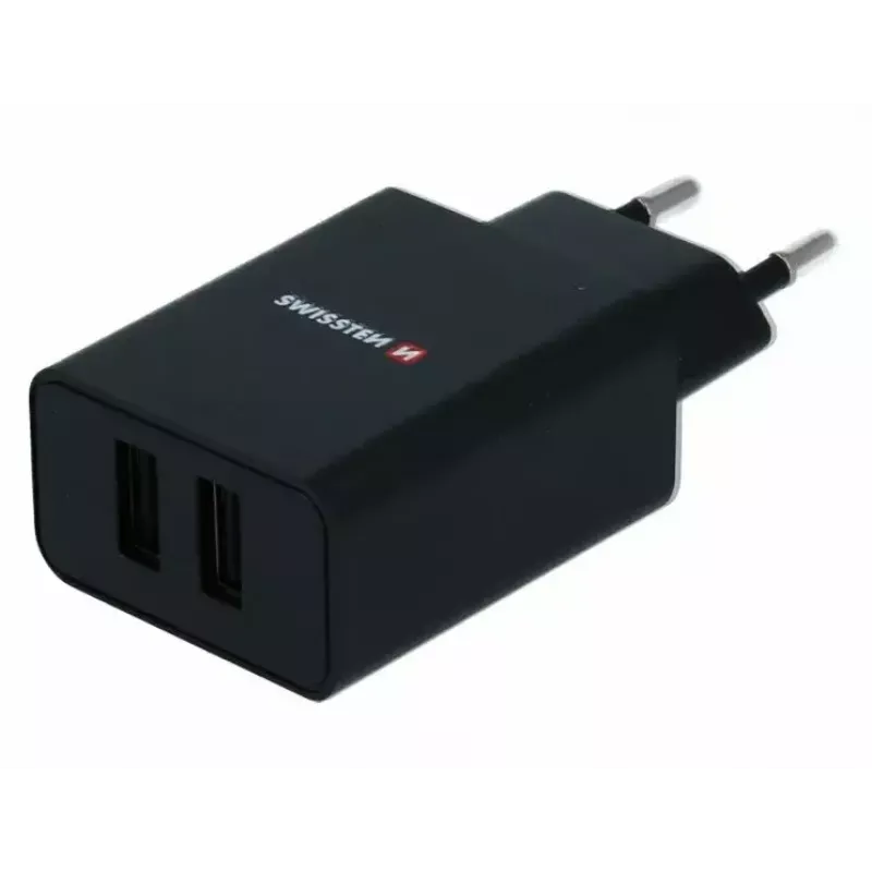 Kroviklis SWISSTEN Travel Charger SW-21A105W-BK, 2×USB, 2.1A vienam prievadui (10,5W iš viso)