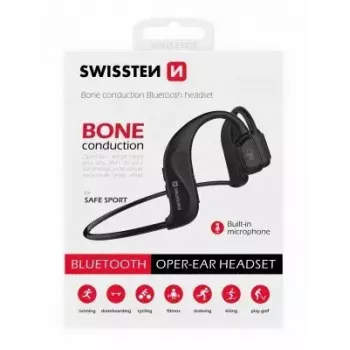 Ausinės Swissten kaulinio garso perdavimo Bluetooth 5.0 juodos