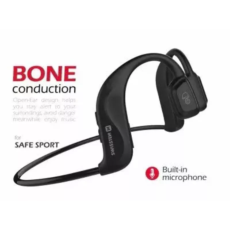 Ausinės Swissten kaulinio garso perdavimo Bluetooth 5.0 juodos