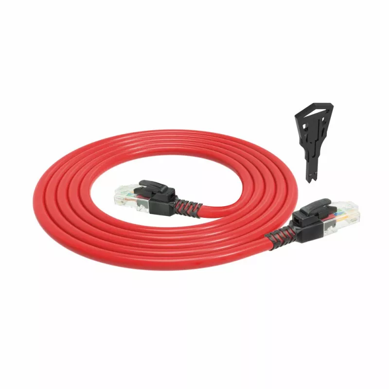 ACT Red 3 m U/UTP CAT6A LSZH fiksavimo pataisos laidas su RJ45 jungtimis, užrakinamas