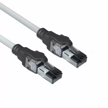 ACT pilkas 2 m S/FTP CAT6A IDC 4PPoE / PoE++ 100W LSZH pataisos laidas su RJ45 kištukais