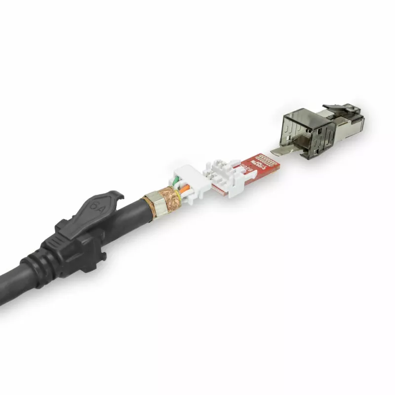 ACT Black 1 m S/FTP CAT6A IDC 4PPoE / PoE++ 100W LSZH pataisos laidas su RJ45 kištukais