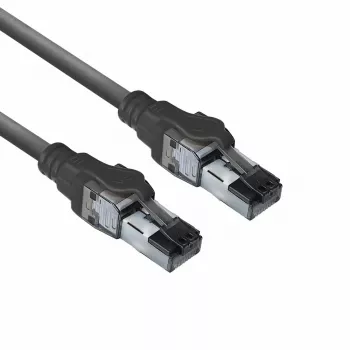 ACT Black 5 m S/FTP CAT6A IDC 4PPoE / PoE++ 100W LSZH jungiamasis kabelis su RJ45 kištukais