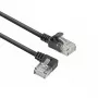 ACT Black 2 m U/UTP CAT6A LSZH plonas pataisos laidas su RJ45 jungtimis 90° kampu į kairę ir tiesia