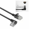 ACT Black 5 m U/UTP CAT6A LSZH plonas pataisos kabelis su RJ45 jungtimis 90° kampu į kairę ir tiesia