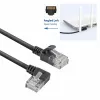 ACT Black 5 m U/UTP CAT6A LSZH plonas pataisos kabelis su RJ45 jungtimis 90° kampu į kairę ir tiesia