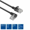 ACT Black 1,5 m U/UTP CAT6A LSZH plonas pataisymo laidas su RJ45 jungtimis 90° kairiu kampu ir tiesia