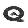 ACT Black 1 m U/UTP CAT6A LSZH plonas jungiamasis kabelis su RJ45 jungtimis 90° kampu dešinėn į tiesią