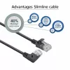ACT Black 1 m U/UTP CAT6A LSZH plonas jungiamasis kabelis su RJ45 jungtimis 90° kampu dešinėn į tiesią