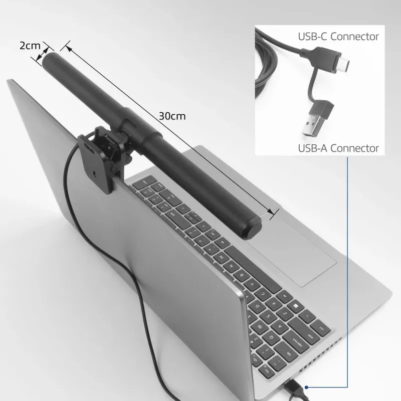Lempa LED prisegama nešiojamam kompiuteriui ACT AC8050, reguliuojama, USB maitinimas