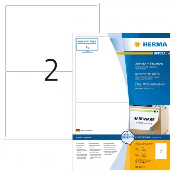 Lipnūs nuimami etikečių lapai HERMA 10314 A4 199,6x143,5 mm
