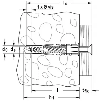 Universalus kaištis Fischer UX 5 x 30 R su briauna