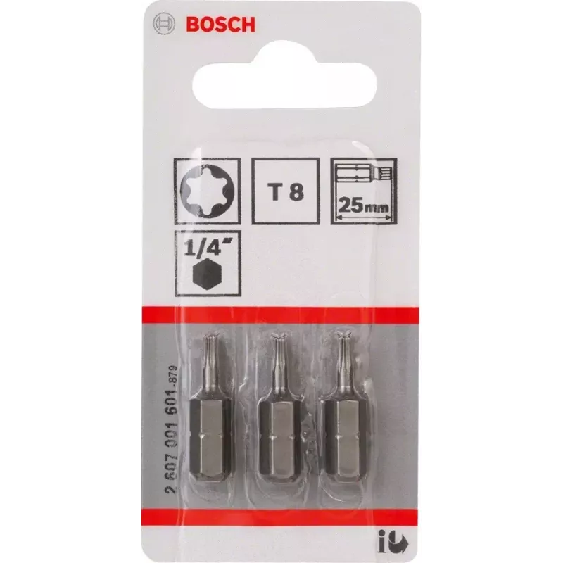 Antgalis atsuktuvui Bosch 2607001601 T8 itin kietas 3 vnt 25 mm