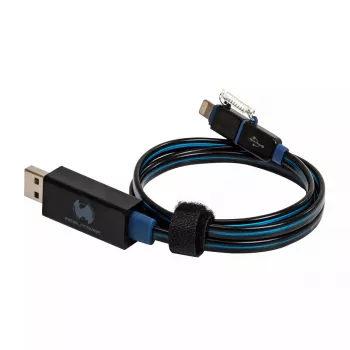 USB A / Lightning laidas RealPower 0,75 m juodas/mėlynas