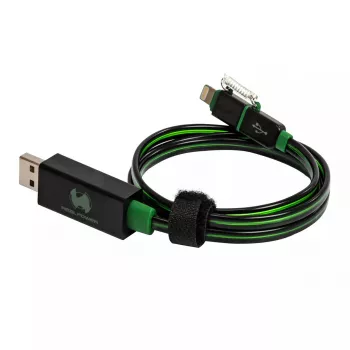 USB A / Lightning laidas RealPower 0,75 m juodai žalias