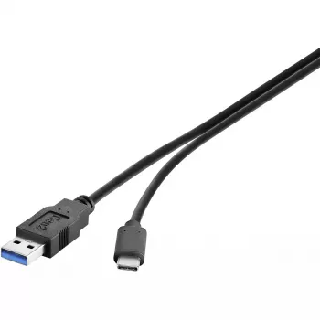USB kabelis Conrad Renkforce 1460360 USB 3.2 Gen 2 1m USB A USB C juodas